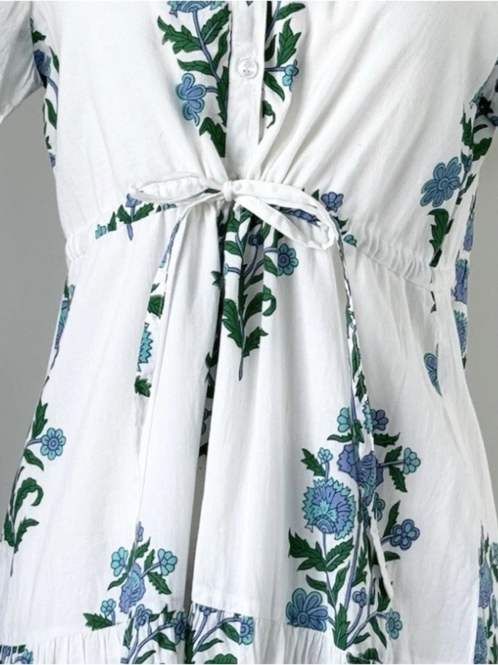 Victoria Dunn Magnolia Flutter Sleeve White Block Print Dress - Picture 3 of 8